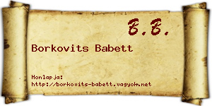 Borkovits Babett névjegykártya